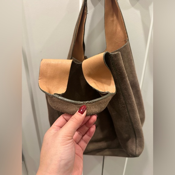 Zara Brown Taupe Cow Leather Purse Tote - Picture 8 of 15